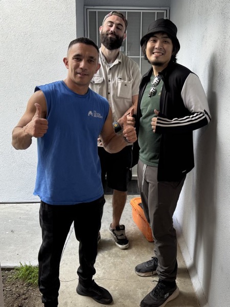 Crew with happy customer