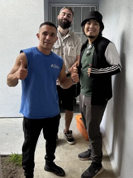 Crew with happy customer